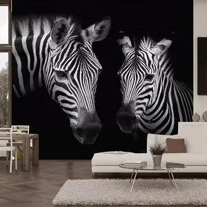 Kertas Dinding Foto Kustom 3D Lukisan Dinding Zebra Hitam dan Putih Retro Vintage Kertas Dinding Dekorasi Rumah Mural Kamar Tidur Non-tenun