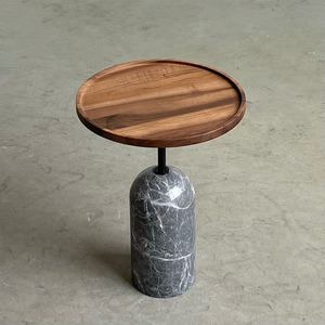 Venta al por mayor nuevo diseño redondo sala de estar pequeña mesa auxiliar de madera moderna con base de mármol natural - Product Image 4