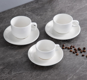 White Ceramic Coffee <b>Cup</b> <b>Saucer</b> Set Multi Spec Custom Logo Bulk Wholesale for Hotels Cafes Restaurants Wedding Events Drinkware - Product Image 3