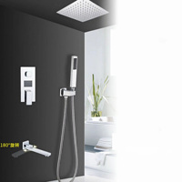 Ensemble de robinetterie de douche murale avec affichage de la température, mitigeur de douche chaud/froid pour salle de bain, ensemble de douche à tête carrée