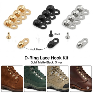 Crochets de lacets métalliques robustes et durables pour chaussures de randonnée, crochets de lacets à anneau en D pour chaussures d'escalade, pour la randonnée en extérieur et le travail du cuir - Product Image 4