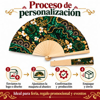Éventail espagnol en bois, motif floral doré et vert, 23 cm, haute qualité, cadeau, Abanicos De Madera, Carnaval espagnol, éventails en bois personnalisés