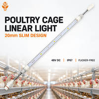 Éclairage linéaire pour volailles 20mm Slim 48V DC IP67 Étanche LED pour poulaillers et systèmes de cages de poulets de chair et de poules pondeuses