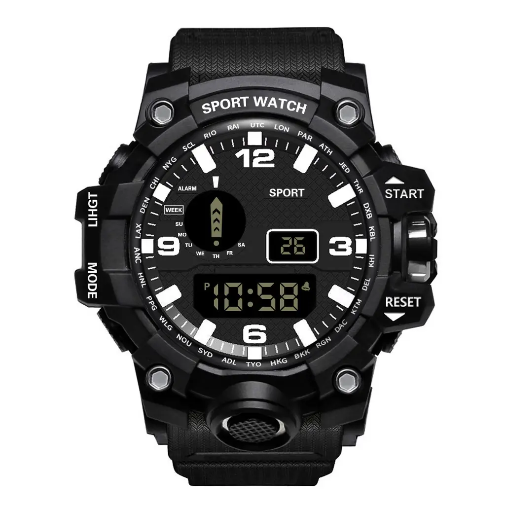 Reloj deportivo Digital de lujo para hombre al por mayor, reloj electrónico resistente al agua para exteriores, a la moda LED relojes de pulsera, reloj