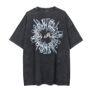 Personnalisé été Original nouveau produit à manches courtes lavé artisanat Style rétro imprimé coupe ample hommes T-Shirt - Product Image 3