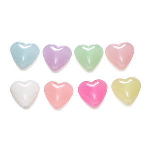 Perles en acrylique en forme de cœur, 12 mm, couleur gelée plate, pour la création de bijoux, accessoires DIY, chaîne de téléphone portable, chaîne de sac - Product Image 4