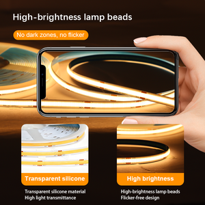 Tira de LED COB, 480 LED/M, 3000K, 4500K, 6500K, Monocromática, 12V, 24V, 8mm, Cortable, Flexible, Luz Uniforme, para <span class=keywords><strong>Escaleras</strong></span> - Product Image 4