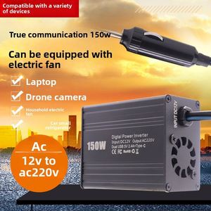 Convertisseur de courant pour voiture 150W AC, QC3.0, mini convertisseur de puissance, interface USB, alliage d'aluminium, technologie d'onde modifiée, 12V 110V/220V - Product Image 3
