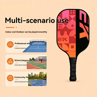 Raquette de pickleball professionnelle en fibre de verre multicolores à motifs géométriques pour un frappeur précis