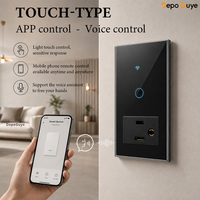 Prise murale intelligente Wi-Fi à 4 prises standard US/Brésil avec interrupteur tactile en verre trempé pour usage industriel et hospitalier