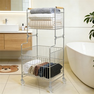 Cesta de Almacenamiento de Ropa Moderna, Impermeable, No Plegable, de Acero Inoxidable 304, con Ruedas Universales de Cristal - Product Image 2