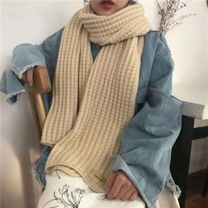 Wholesale Warm Solid Color Long Knitted Scarf for Women Custom <b>Label</b> Winter Scarves - Product Image 1
