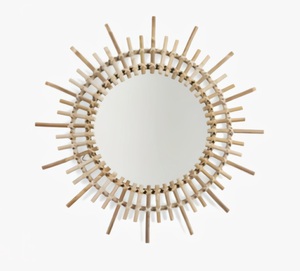 Cadre de miroir mural en osier de rotin d'usine de qualité supérieure superbe conception tissée de style floral pour une utilisation décorative à la maison - Product Image 4