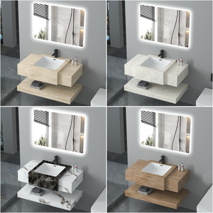 Mueble de pared de baño de doble lavabo de lujo moderno con encimeras de mármol solución de almacenamiento de baño impermeable de nuevo diseño - Product Image 5