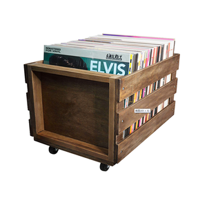 Record Storage Crate Wooden Shipping Crate Wooden Vinyl LP Record Storage Crate On Wheels For Easy Mobility