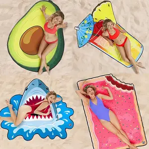 Manta de playa de algodón con borla, toalla de playa en forma redonda, protector solar, toalla de playa gruesa personalizada de secado rápido
