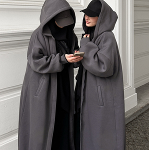 Áo choàng Abaya có logo tùy chỉnh dành cho nữ, có túi bên, kiểu dáng áo khoác dài rộng, kiểu áo choàng Muslim, áo sweatshirt tay dài, phong cách Gothic đường phố - Product Image 1