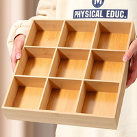 Plateau de rangement en bois pour bureau avec séparateurs pour collations, plateau à fruits, boîte à fruits secs en bois à quatre compartiments, plateau à thé à neuf compartiments