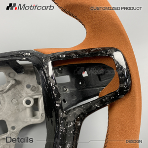 Volante Personalizado de Fibra de Carbono Forjado en Plata con Empuñaduras Marrones para Chevrolet Silverado 1500 RST LT ZR2 4x4 Suburban 2019-2026 - Product Image 4