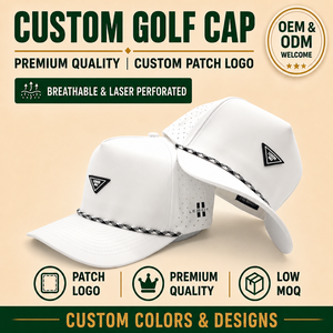 Gorra de Golf Ligera de Cinco Paneles, Sólida e Impermeable, con Emblema de Silicona Personalizado, Bajo MOQ, OEM, Perforada con Láser, Transpirable, para Actividades al Aire Libre - Product Image 1