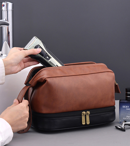 Bolsa de aseo de alta gama para hombres de negocios, bolsa de almacenamiento de cosméticos de viaje, impermeable, portátil, de gran capacidad, con compartimentos para maquillaje. - Product Image 2