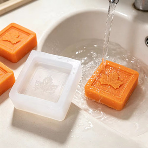 Square Maple Leaf <b>Silicone</b> Soap Mold Vintage Embossed Fall Leaf Craft <b>Mould</b> DIY Soap Candle Making Mold Handmade Gift - Product Image 3