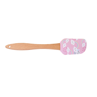 Spatule en silicone motif animal de dessin animé avec manche en bois, résistante à la chaleur et antiadhésive, idéale pour la pâtisserie, le mélange de crèmes et de confitures