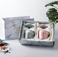Ensemble de tasses en céramique Mr et Mme Flamant rose en porcelaine fine, effet marbre populaire, mug de voyage pour couples, vente en gros