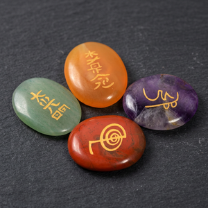 Juego de Piedras Preciosas de Feng Shui Rozrin Crystals Rkset-30, Talladas a Mano, Ovaladas, Pulimentadas, con Temática de Amor, Símbolos Dorados, Arte Coleccionable - Product Image 3