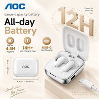 Écouteurs sans fil TWS AOC, nouvelle génération, avec micro, appels clairs, technologie ENC, charge rapide, légers