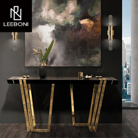 Petite console noire en bois pour hall d'entrée Offre Spéciale de luxe en acier inoxydable doré table console d'entrée en plexiglas