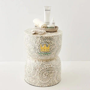 Mesa Auxiliar y Taburete Modernos de Lujo con Incrustaciones de Madreperla, Ajustables, para Sala de Estar y Dormitorio, Hechos en Vietnam - Product Image 4