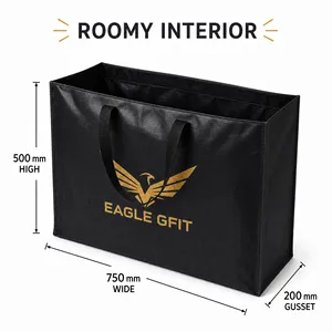 Organisateur de voyage réutilisable robuste et personnalisable avec fermeture éclair, logo imprimable pour le rangement domestique, grand sac en PP tissé - Product Image 2