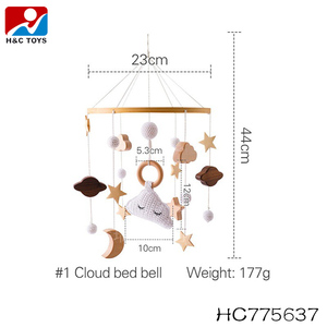 Mobile per Culla Neonato con Coniglio all'Uncinetto, Orso Bruno, Elementi del Regno Animale e Nuvole, con Stelle in Legno, Luna e Nuvole, Campanello Morbido per la Cameretta - Product Image 6