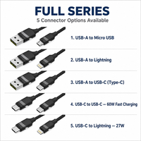 Kabel Pengisian Daya USB-A ke Lightning 1m untuk iPhone, Kabel Sinkronisasi Data Pengisian Cepat 48-Spindle Nylon