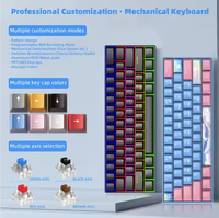 Mini teclado para juegos con cable de 61 teclas, 60% LED retroiluminado mecánico con interruptores azules