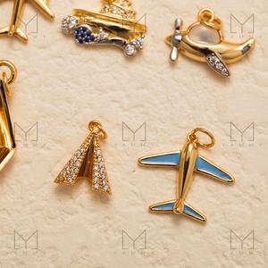 Collection <span class=keywords><strong>de</strong></span> breloques d'été Dainty Gold Scissor Glass Telescope Car Boat Airplane Vehicle Series Charm Pendant - Product Image 4