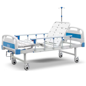 <span class=keywords><strong>Lit</strong></span> <span class=keywords><strong>d</strong></span>'<span class=keywords><strong>hôpital</strong></span> manuel de haute qualité à 2 fonctions avec barrières pliantes en plastique ABS et poteau de perfusion en métal pour patient - Product Image 2