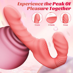 IPX7 Doppelkopf-Sextoy für Lesben Umschnalldildo-Vibrator Tragbarer Slip-Vibrator Klitorisstimulator Höhepunkt Anal-Massagegerät - Product Image 2