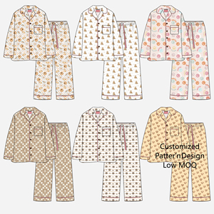 Conjunto de Pijamas Casuales de Manga Larga con Estampado Personalizado Linkme, Pijamas de Fibra de Bambú para Parejas, Conjunto de Pijamas Familiares con Estampado Navideño - Product Image 4