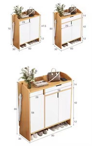 Meuble à chaussures en bois fonctionnel, élégant, durable, moderne et minimaliste avec tiroir et crochet porte-parapluie, idéal pour les entrées de maison - Product Image 3