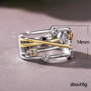 Anello a Doppio Tono Stratificato per Donne, Accessorio per Dito in Stile Europeo e Americano - Product Image 5