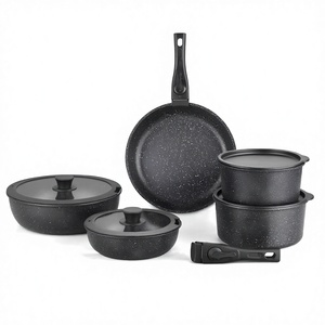 Ensemble de casseroles amovibles antiadhésives sans PFOA, revêtement en pierre de Maifan, alliage d'aluminium, ensemble de 5 pièces, design de séparation de 17 pièces - Product Image 1