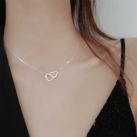 Pendentif Double cœur d'amour en plaqué or 18k, pour la saint-valentin, vente en gros, bijoux de Couples, livraison gratuite