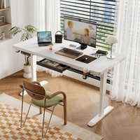 Bureau électrique réglable en hauteur à moteur unique 1400*700mm avec plateau de 25mm, bureau d'ordinateur à domicile, bureau d'étude et de travail avec tiroir