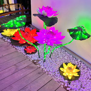 Nuevo proyecto de iluminación de <span class=keywords><strong>piscina</strong></span> Artificial de simulación decorativa para exteriores, hoja de loto verde, río, jardín, flor flotante, luz Led de loto - Product Image 5