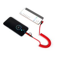 Câble de charge rapide 3-en-1 USB-C vers USB-C 3A pour voiture, avec cordon spiralé, en PU et alliage d'aluminium, idéal pour les cadeaux promotionnels - Vente Flash