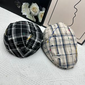 Béret vintage unisexe en tweed, style newsboy, noir, <span class=keywords><strong>blanc</strong></span>, à carreaux, motif à carreaux marron, pour <span class=keywords><strong>homme</strong></span>, style britannique décontracté, sport, plage, fête - Product Image 2