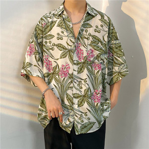 Moda Casual Verão Impresso Hawaiian Short Sleeve Tops Blusa Praia Gráfica Personalizada Praia Camisas Havaianas para Homens - Product Image 5