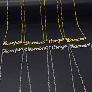 Collar con colgante de acero inoxidable chapado en oro, 12 Constelaciones, fuente personalizada, Zodíaco, <span class=keywords><strong>2022</strong></span> - Product Image 5